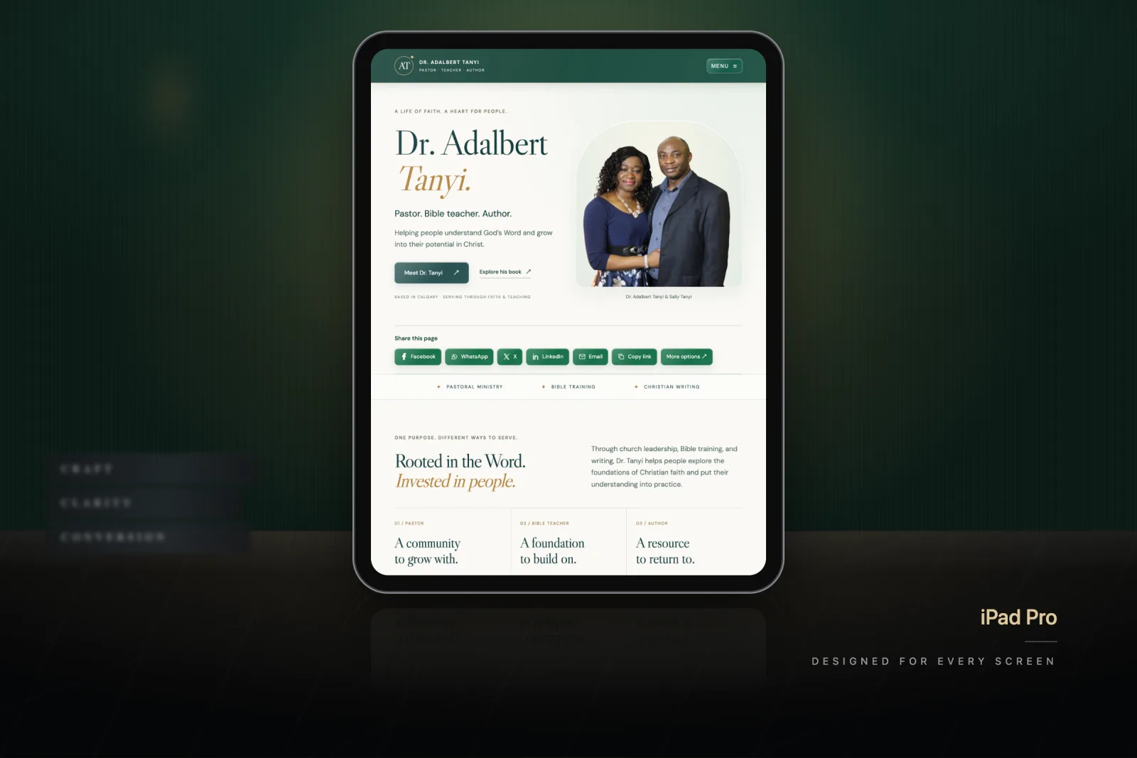 Dr. Adalbert Tanyi website on an iPad Pro
