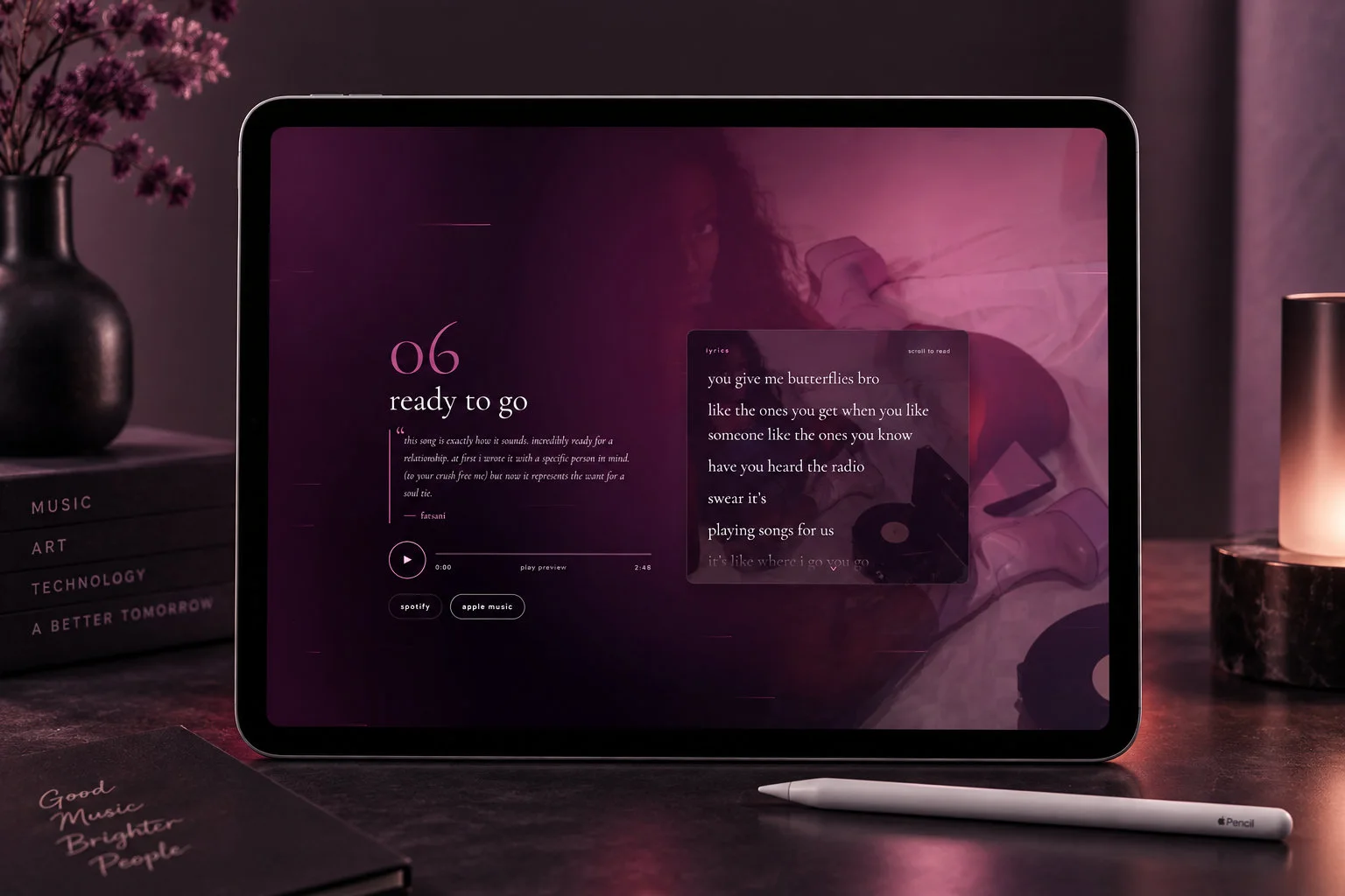 Fatsani Music website on an iPad Pro