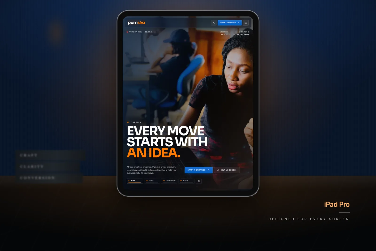 Pamsika website on an iPad Pro