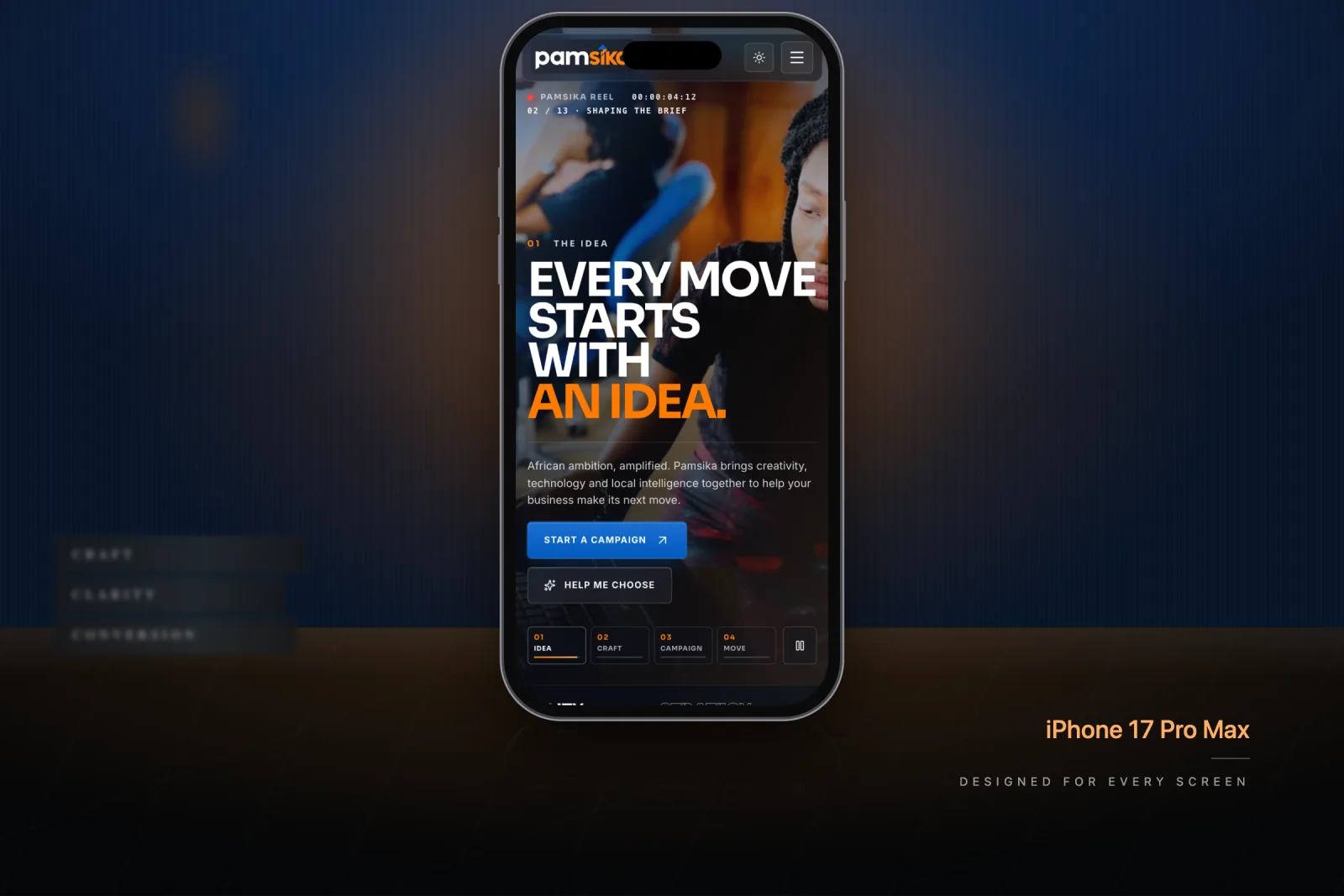 Pamsika website on an iPhone