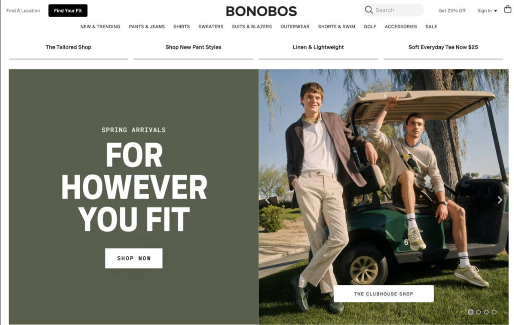 Screenshot of Bonobo's homepage