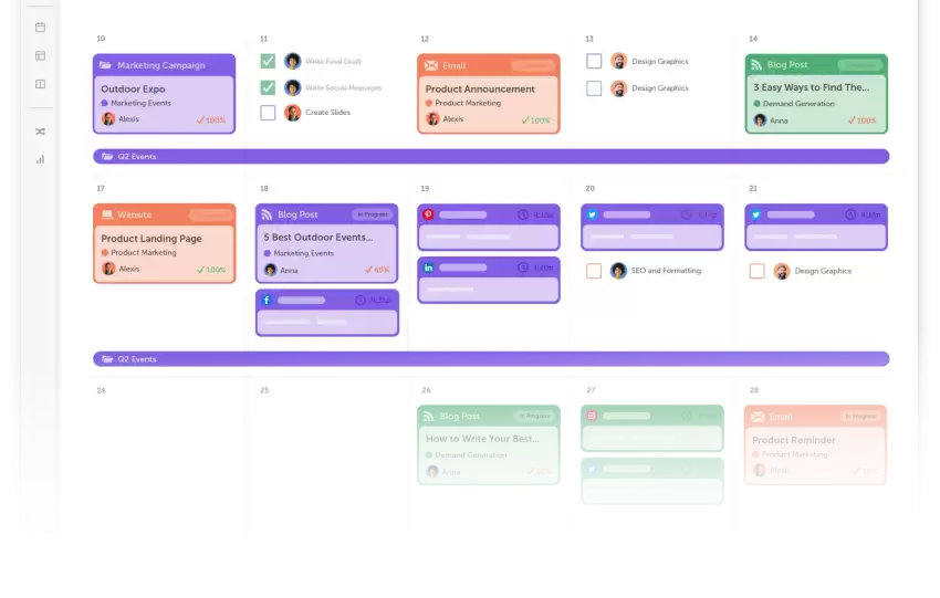 content calendar for online business