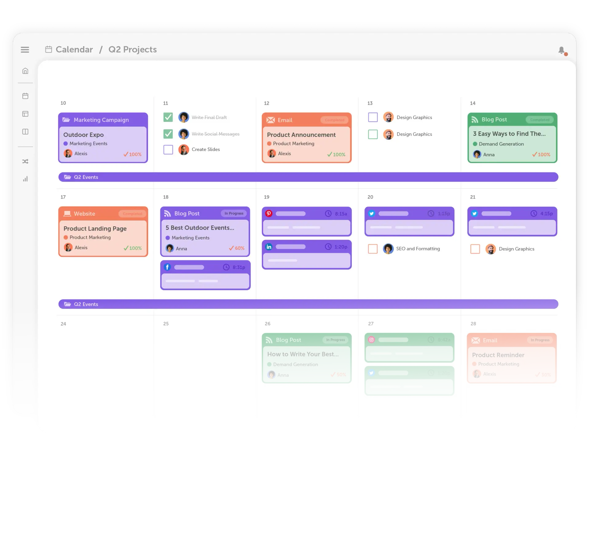 content calendar for online business